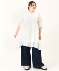 OLEFV20119 eur3(エウルキューブ) 【大きいサイズ】スカラップレースブラウスチュニック ホワイト(90)