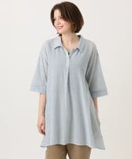 OLEGD04089 eur3(エウルキューブ) 【大きいサイズ】コットンシアーチュニック ブルー