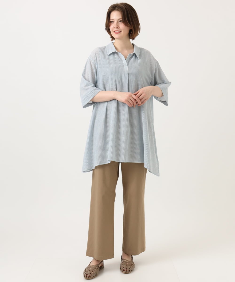 OLEGD04089 eur3(エウルキューブ) 【大きいサイズ】コットンシアーチュニック ブルー