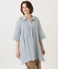 OLEGD04089 eur3(エウルキューブ) 【大きいサイズ】コットンシアーチュニック ブルー