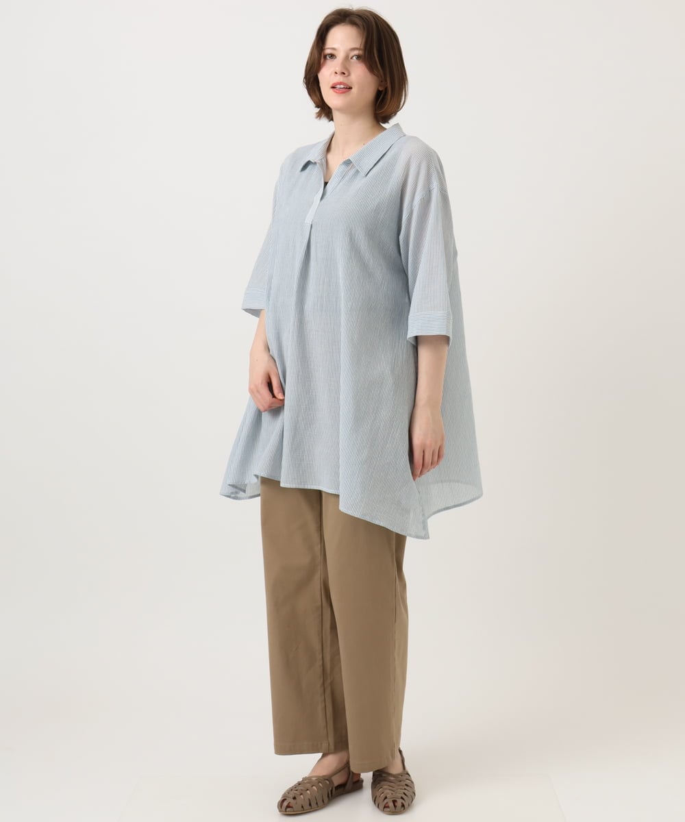 OLEGD04089 eur3(エウルキューブ) 【大きいサイズ】コットンシアーチュニック ブルー
