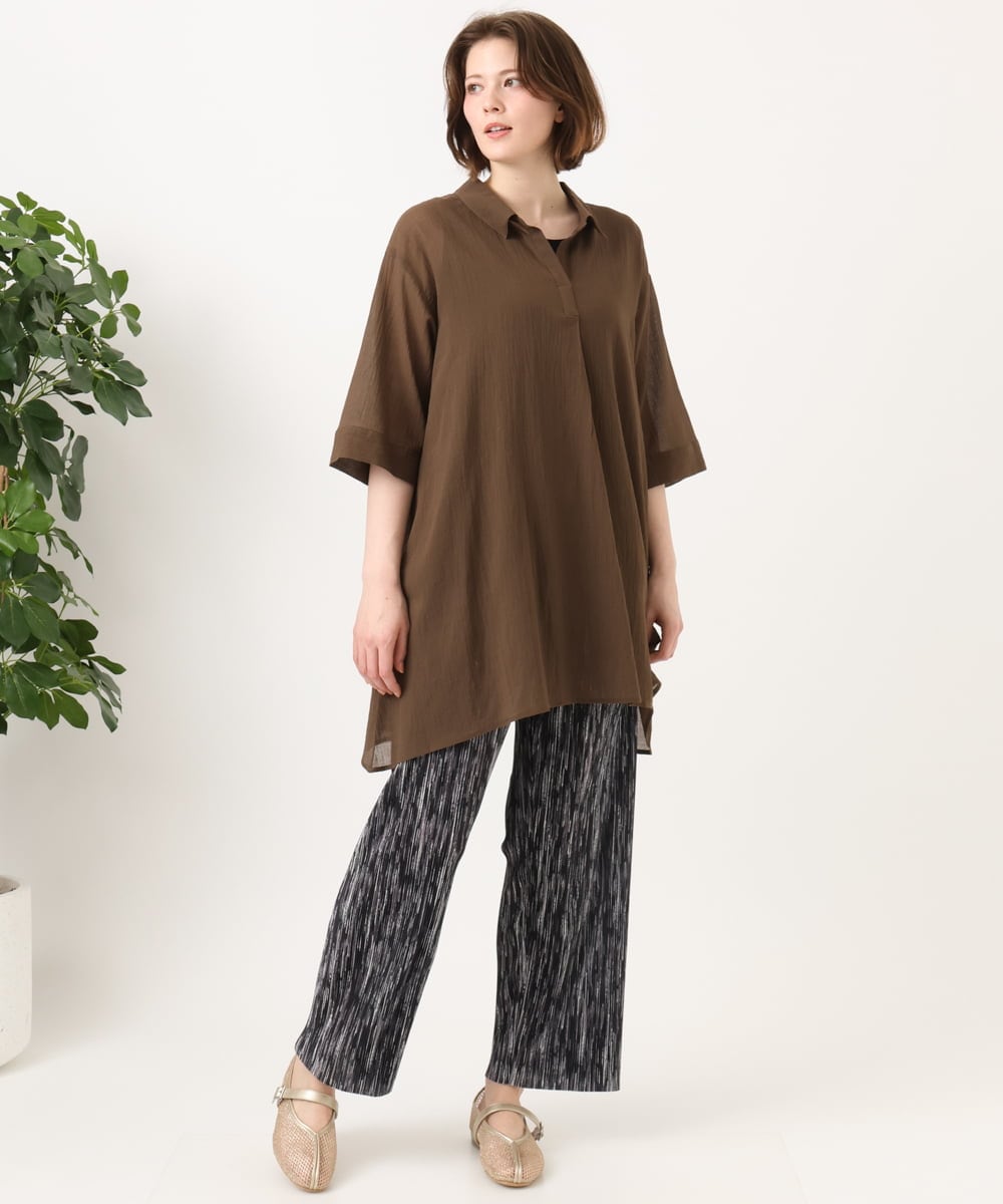 OLEGD04089 eur3(エウルキューブ) 【大きいサイズ】コットンシアーチュニック ブラウン