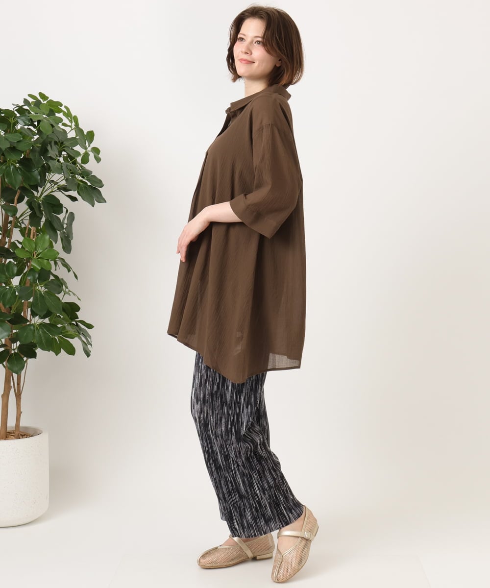 OLEGD04089 eur3(エウルキューブ) 【大きいサイズ】コットンシアーチュニック ブラウン
