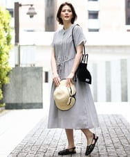 OLEGD14109 eur3(エウルキューブ) 【大きいサイズ/a.v.v×eur3】ピンタックワンピース ネイビー
