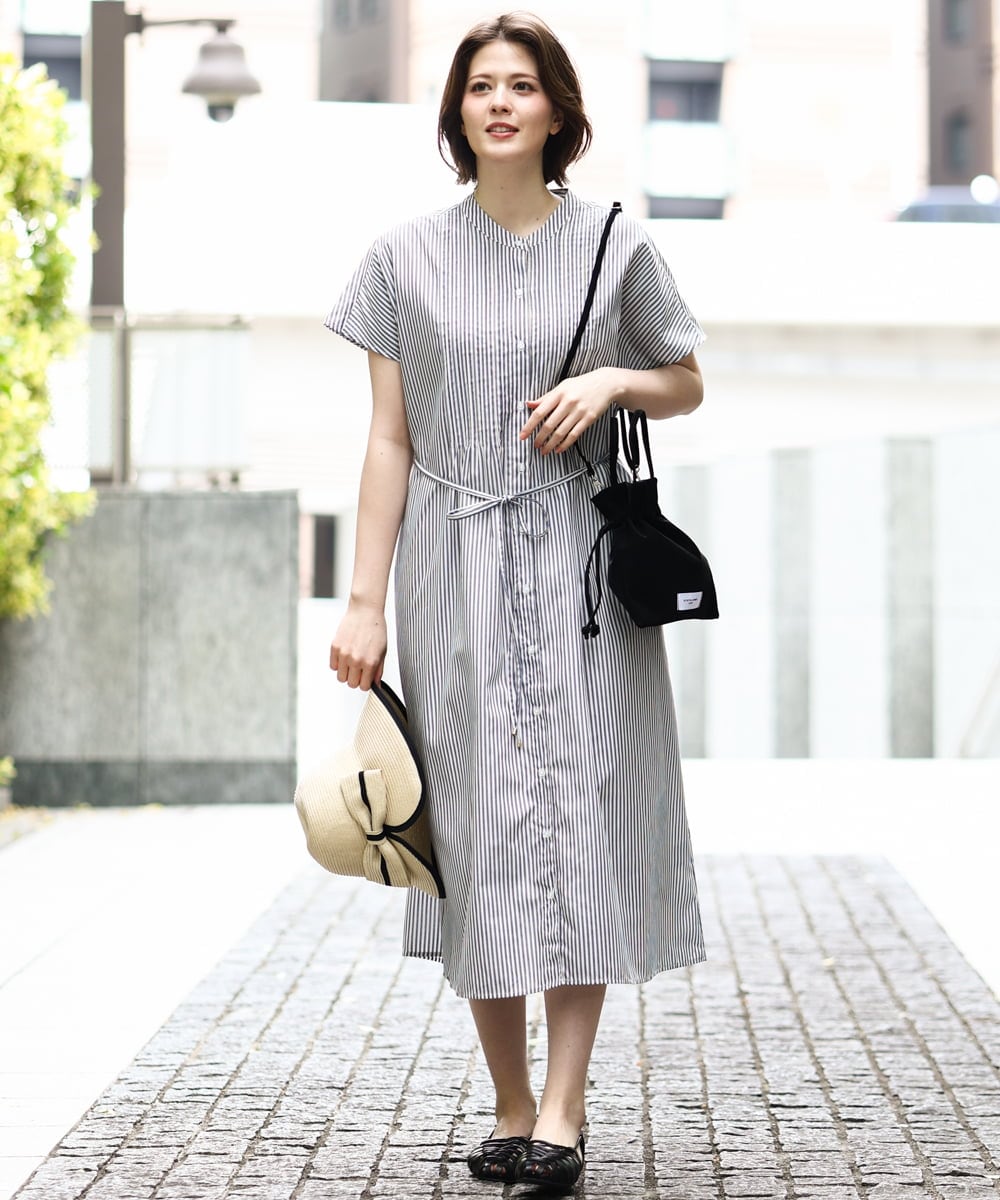 OLEGD14109 eur3(エウルキューブ) 【大きいサイズ/a.v.v×eur3】ピンタックワンピース ネイビー