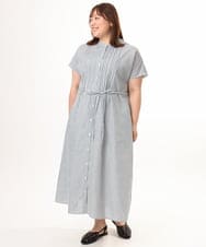 OLEGD14109 eur3(エウルキューブ) 【大きいサイズ/a.v.v×eur3】ピンタックワンピース ネイビー
