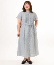 OLEGD14109 eur3(エウルキューブ) 【大きいサイズ/a.v.v×eur3】ピンタックワンピース ネイビー