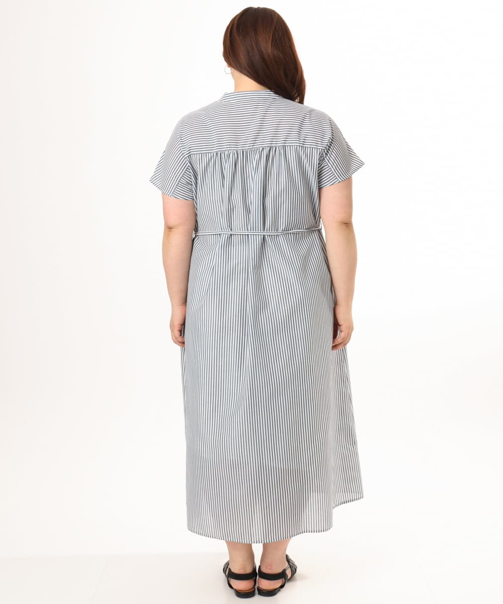 OLEGD14109 eur3(エウルキューブ) 【大きいサイズ/a.v.v×eur3】ピンタックワンピース ネイビー