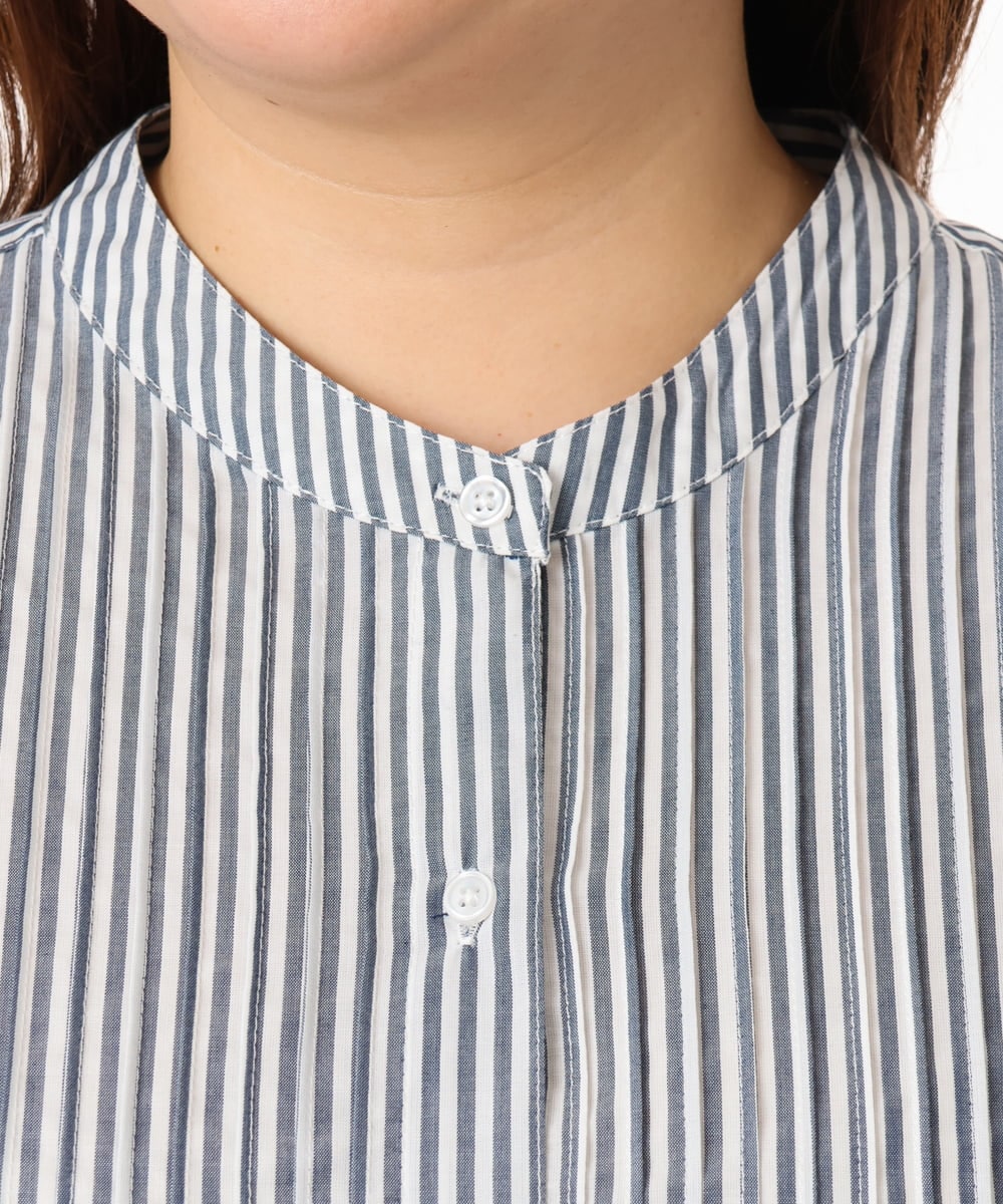 OLEGD14109 eur3(エウルキューブ) 【大きいサイズ/a.v.v×eur3】ピンタックワンピース ネイビー