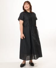 OLEGD14109 eur3(エウルキューブ) 【大きいサイズ/a.v.v×eur3】ピンタックワンピース ブラック