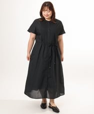 OLEGD14109 eur3(エウルキューブ) 【大きいサイズ/a.v.v×eur3】ピンタックワンピース ブラック