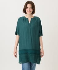 OLEGD17119 eur3(エウルキューブ) 【大きいサイズ】裾レースチュニック グリーン