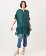 OLEGD17119 eur3(エウルキューブ) 【大きいサイズ】裾レースチュニック グリーン