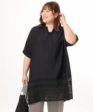 OLEGD17119 eur3(エウルキューブ) 【大きいサイズ】裾レースチュニック ブラック