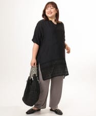 OLEGD17119 eur3(エウルキューブ) 【大きいサイズ】裾レースチュニック ブラック