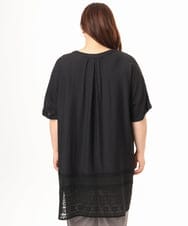 OLEGD17119 eur3(エウルキューブ) 【大きいサイズ】裾レースチュニック ブラック