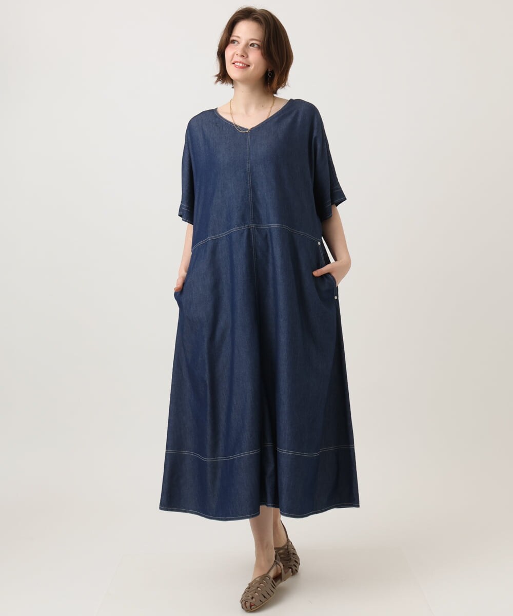 OLEGD22119 eur3(エウルキューブ) 【大きいサイズ】デニムワンピース ネイビー