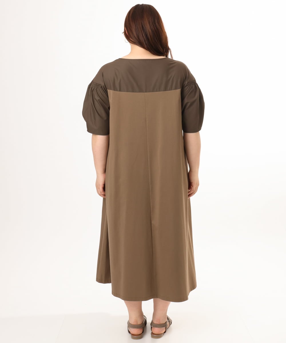 OLEGD24129 eur3(エウルキューブ) 【大きいサイズ】切り替えコンビワンピース モカ