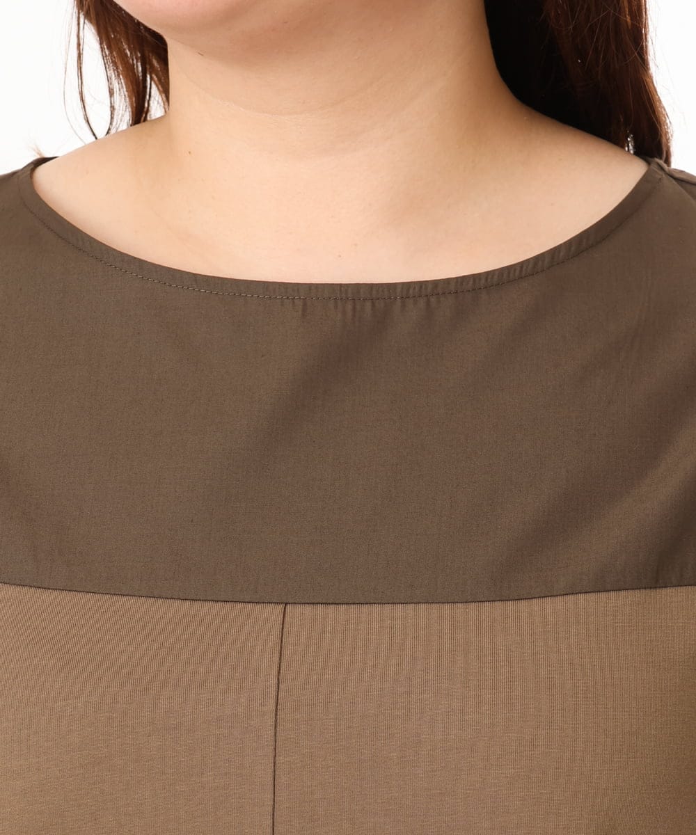 OLEGD24129 eur3(エウルキューブ) 【大きいサイズ】切り替えコンビワンピース モカ