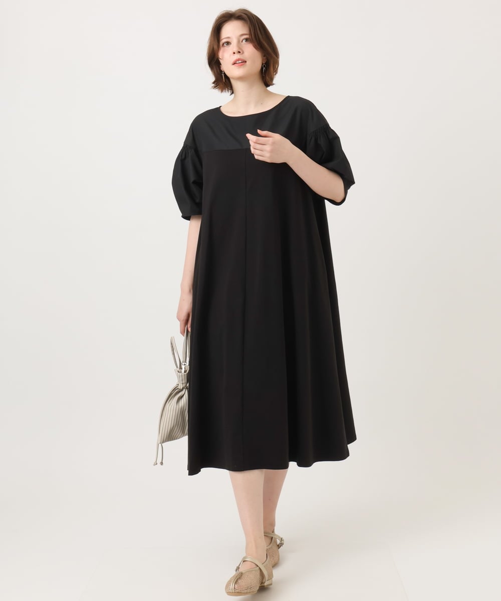 OLEGD24129 eur3(エウルキューブ) 【大きいサイズ】切り替えコンビワンピース ブラック