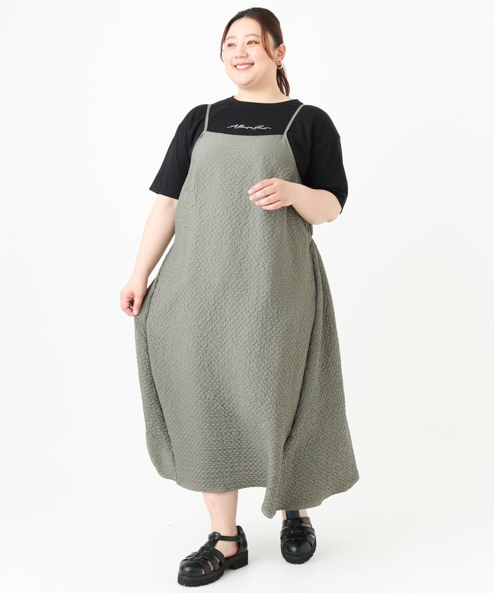 OLEGV07119 eur3(エウルキューブ) 【大きいサイズ】ポコポコキャミワンピース カーキ(36)