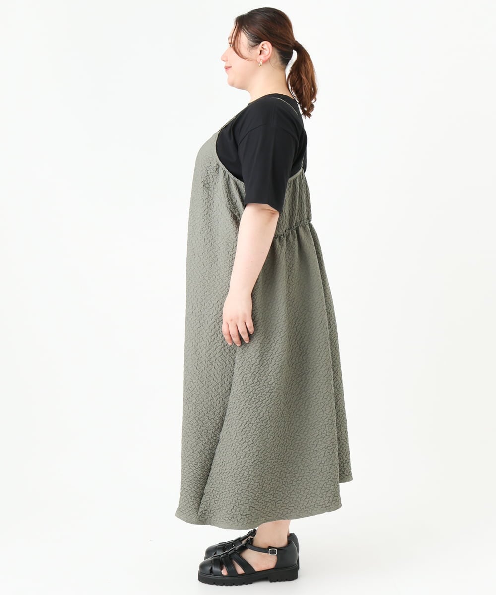 OLEGV07119 eur3(エウルキューブ) 【大きいサイズ】ポコポコキャミワンピース カーキ(36)