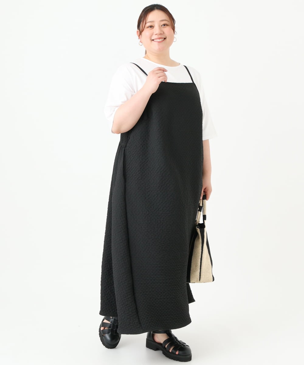 OLEGV07119 eur3(エウルキューブ) 【大きいサイズ】ポコポコキャミワンピース ブラック(94)
