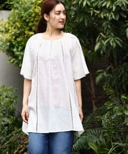 OLEGV27139 eur3(エウルキューブ) 【大きいサイズ】インド刺繍チュニック ホワイト(90)