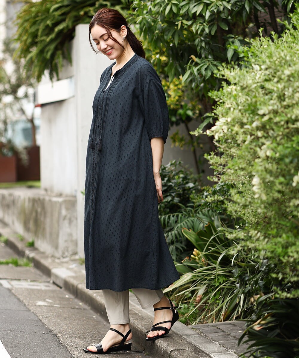 OLEGV28169 eur3(エウルキューブ) 【大きいサイズ】インド刺繍ワンピース ダークグレー(93)