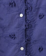 OLEHA34139 eur3(エウルキューブ) 【大きいサイズ】刺繍バンドカラーチュニック ブルー(55)