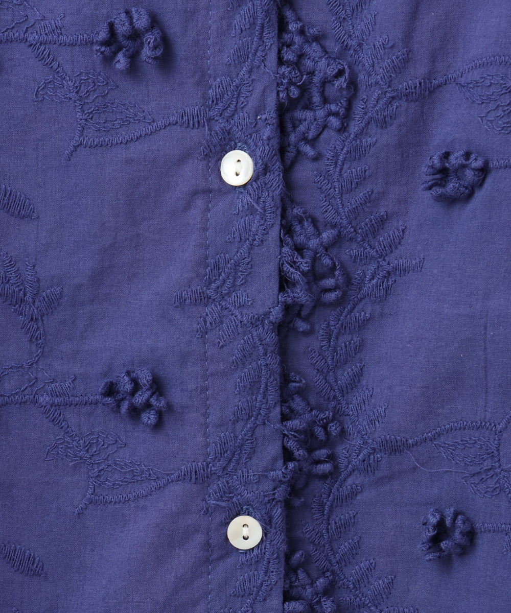 OLEHA34139 eur3(エウルキューブ) 【大きいサイズ】刺繍バンドカラーチュニック ブルー(55)