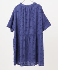 OLEHA34139 eur3(エウルキューブ) 【大きいサイズ】刺繍バンドカラーチュニック ブルー(55)