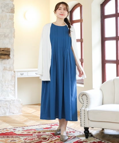 OLEHD20109 eur3 【大きいサイズ】インド綿ノースリーブタックワンピース