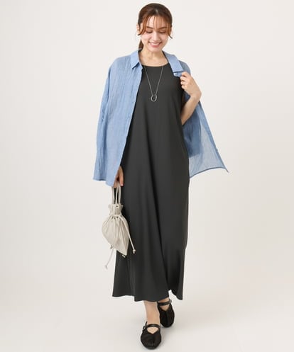 OLEHD25129 eur3 【大きいサイズ】リブジャージーノースリーブワンピース