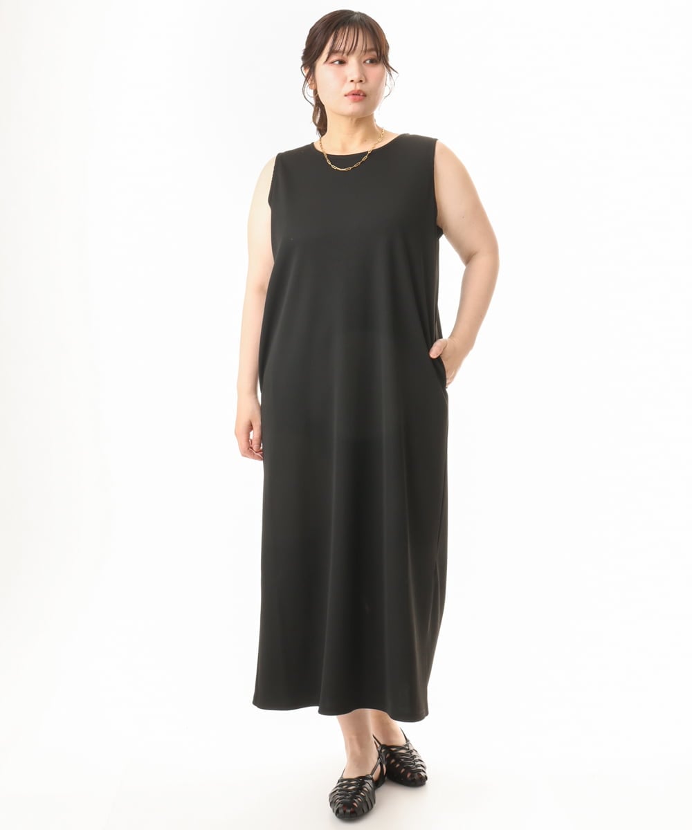OLEHD25129 eur3 【大きいサイズ】リブジャージーノースリーブワンピース