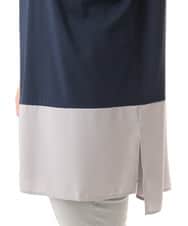 OLEHD26089 eur3(エウルキューブ) 【大きいサイズ/接触冷感】バイカラーコンビチュニック ネイビー