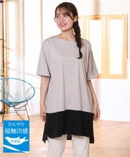 OLEHD26089 eur3(エウルキューブ) 【大きいサイズ/接触冷感】バイカラーコンビチュニック グレージュ