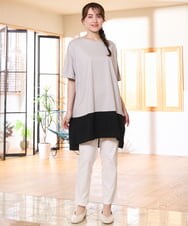 OLEHD26089 eur3(エウルキューブ) 【大きいサイズ/接触冷感】バイカラーコンビチュニック グレージュ