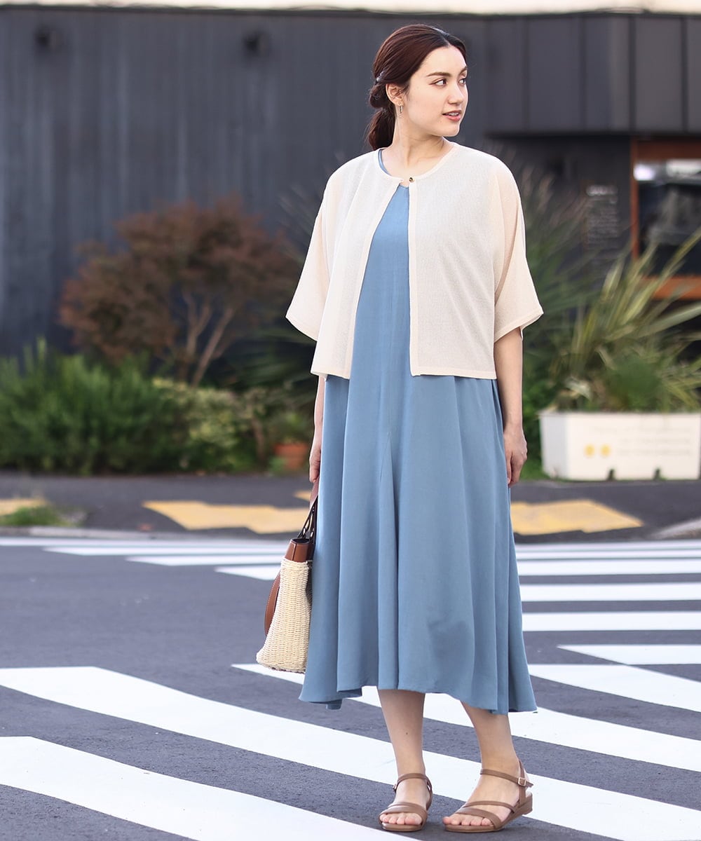 OLEHV30149 eur3(エウルキューブ) 【大きいサイズ】ノースリーブロングワンピース ブルー(55)