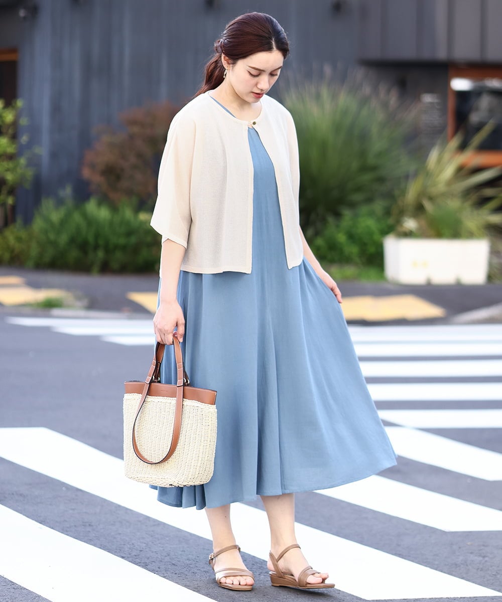 OLEHV30149 eur3(エウルキューブ) 【大きいサイズ】ノースリーブロングワンピース ブルー(55)