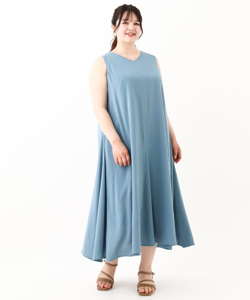 OLEHV30149 eur3(エウルキューブ) 【大きいサイズ】ノースリーブロングワンピース ブルー(55)