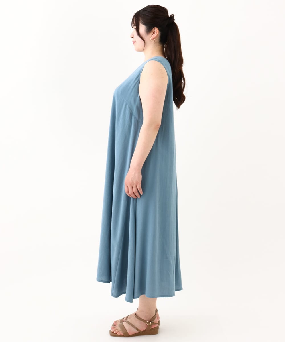 OLEHV30149 eur3(エウルキューブ) 【大きいサイズ】ノースリーブロングワンピース ブルー(55)