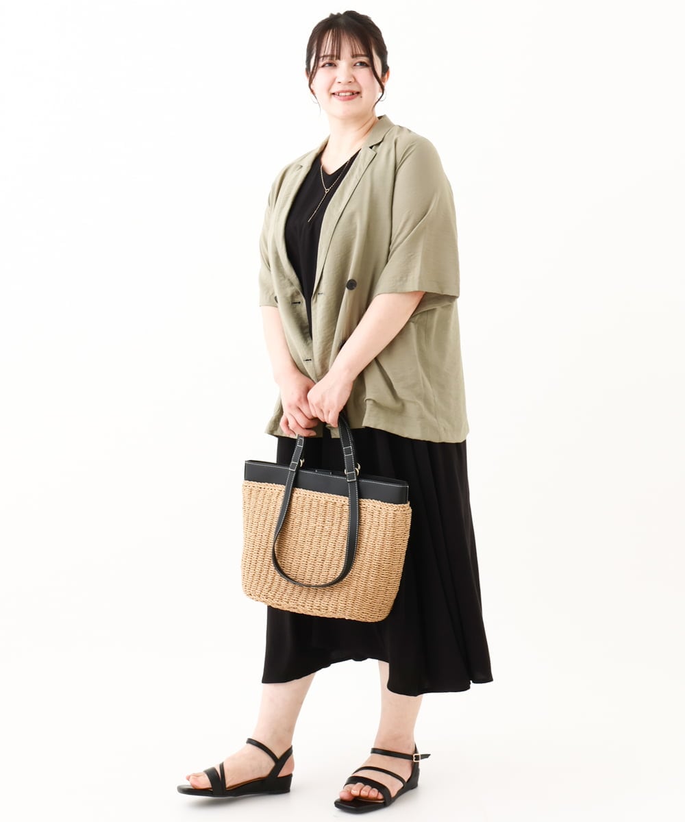 OLEHV30149 eur3(エウルキューブ) 【大きいサイズ】ノースリーブロングワンピース ブラック(94)