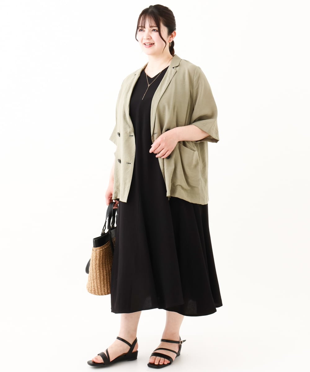 OLEHV30149 eur3(エウルキューブ) 【大きいサイズ】ノースリーブロングワンピース ブラック(94)