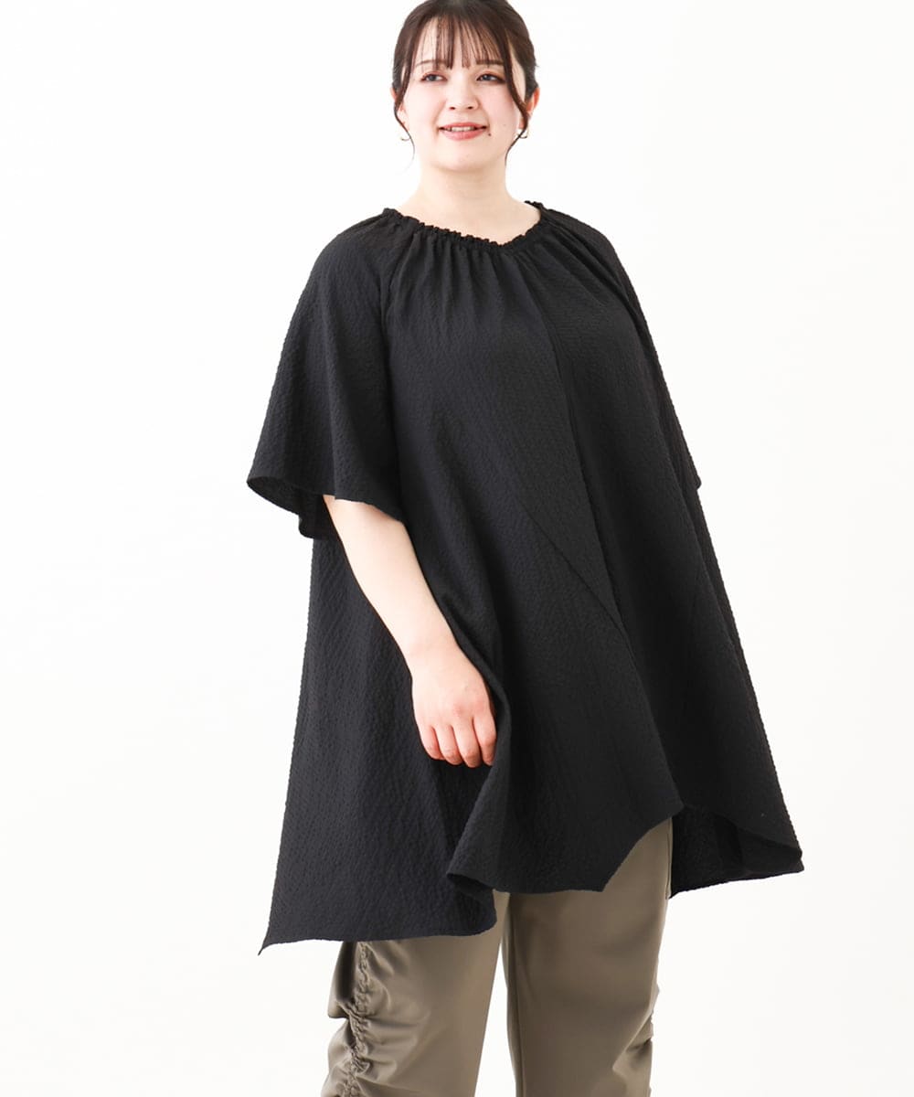 OLEHV32099 eur3(エウルキューブ) 【大きいサイズ】イレヘムチュニック ブラック(94)
