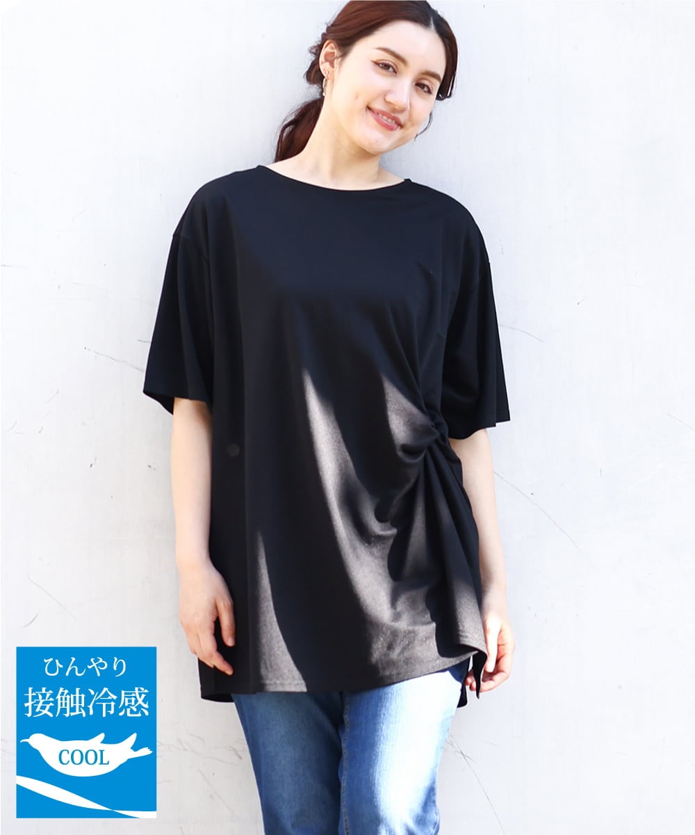 OLEHV33089 eur3(エウルキューブ) 【大きいサイズ/接触冷感】カノコチュニック ブラック(94)