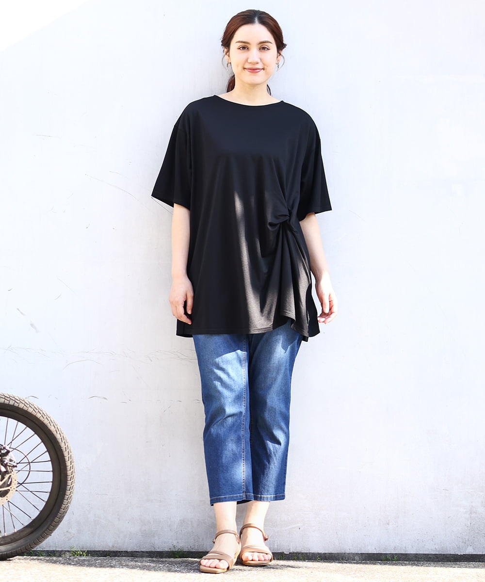 OLEHV33089 eur3(エウルキューブ) 【大きいサイズ/接触冷感】カノコチュニック ブラック(94)