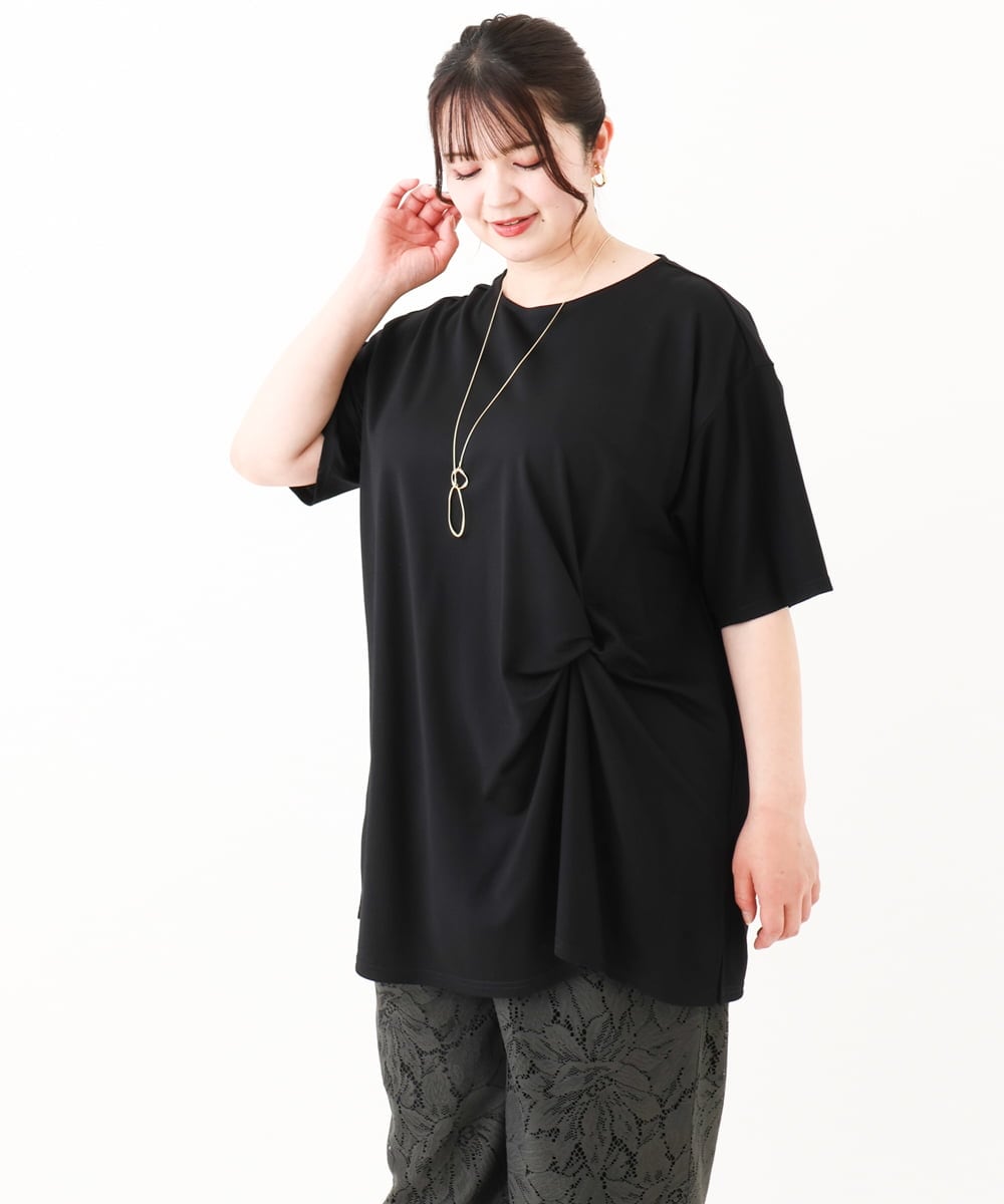 OLEHV33089 eur3(エウルキューブ) 【大きいサイズ/接触冷感】カノコチュニック ブラック(94)