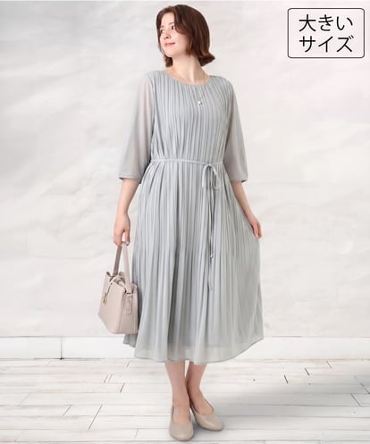 OLEID31189 eur3 【大きいサイズ】プリーツワンピース