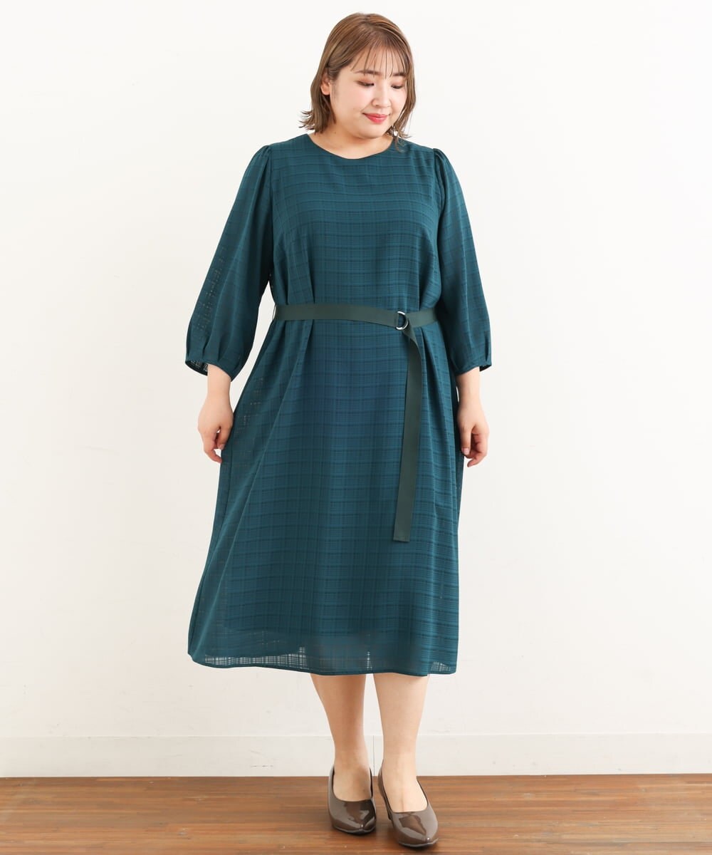 OLEIP53140 eur3(エウルキューブ) 【大きいサイズ/11号サイズあり】チェック柄ワンピース グリーン(35)